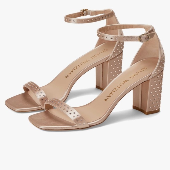 EUC Stuart Weitzman Nudistcurve 75 Block Shine Sandal size 5.5 - Picture 1 of 7